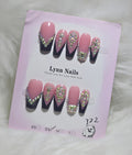Pink Ombre Crystal Chain Nails