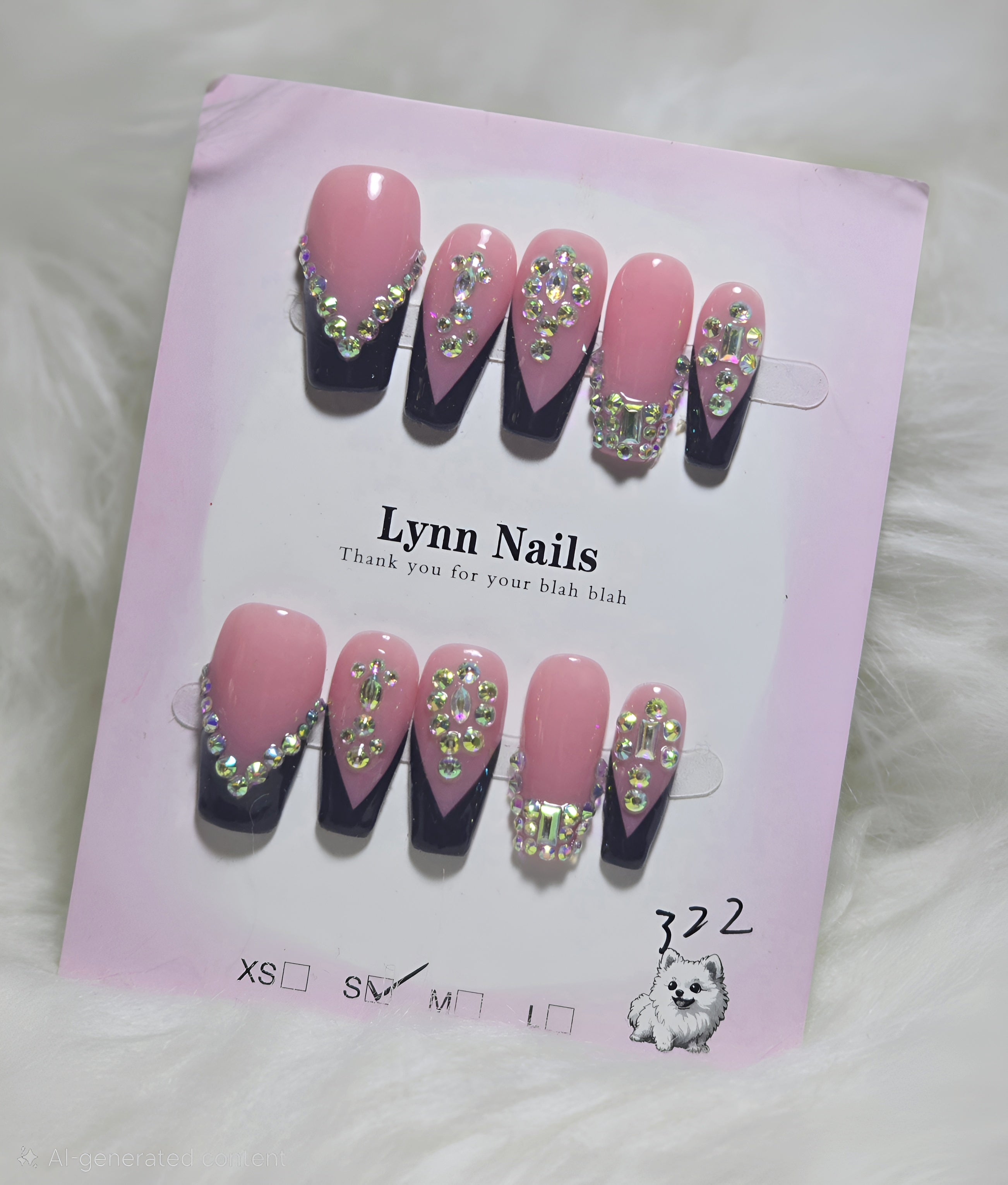 Pink Ombre Crystal Chain Nails