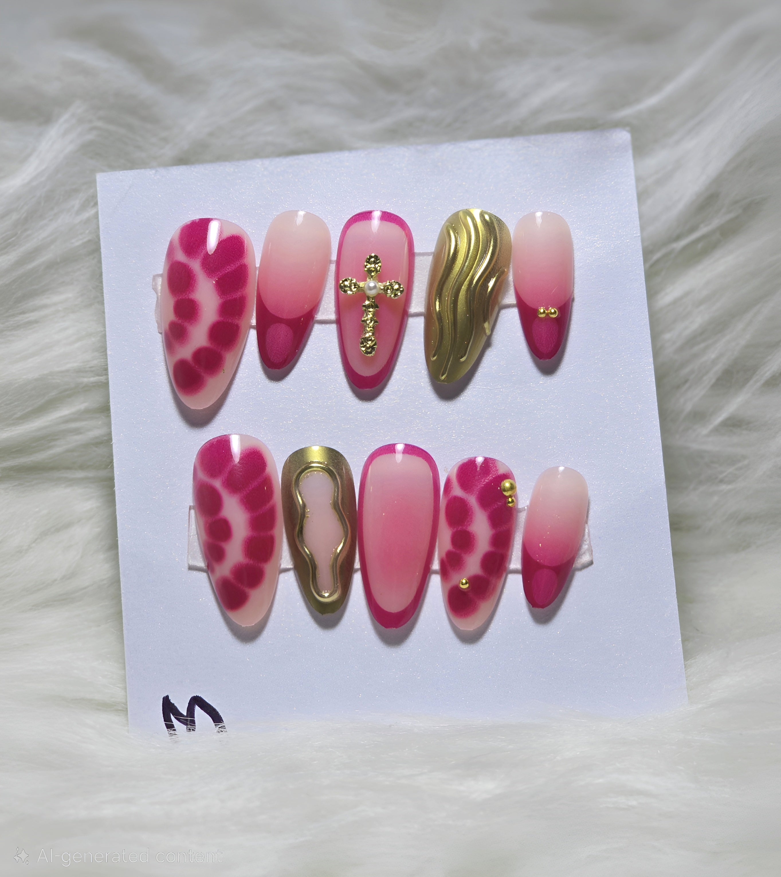 Pink Leopard Cross Nails