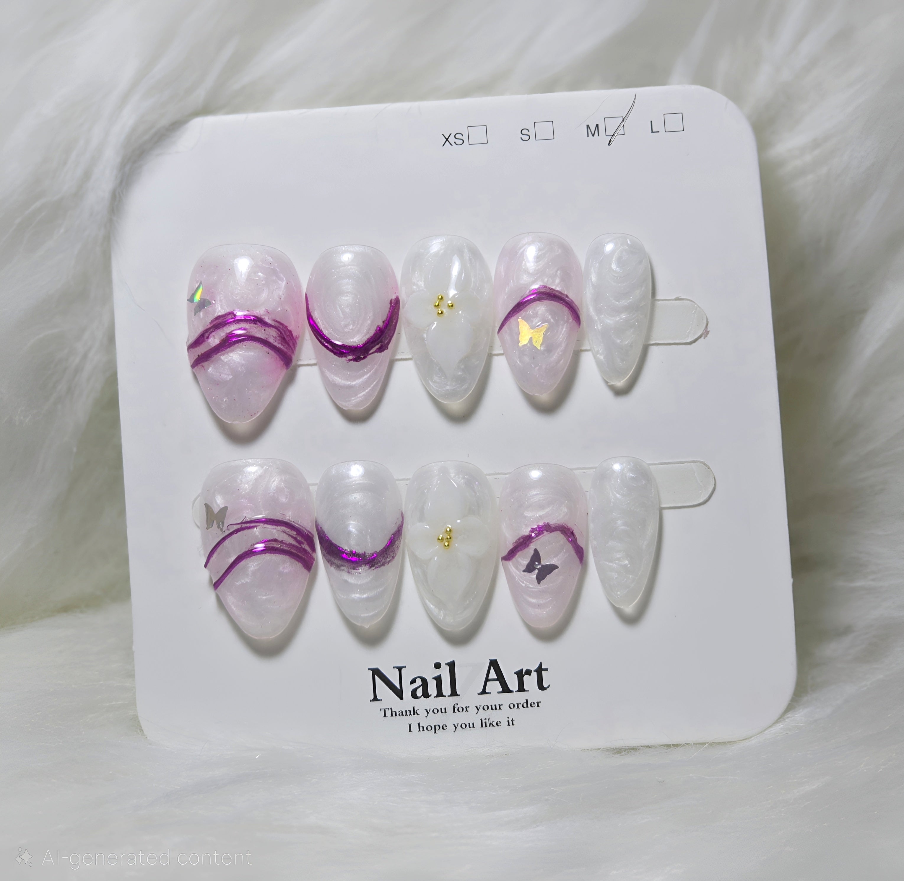 Purple Swirl Star Press-On Nail Set