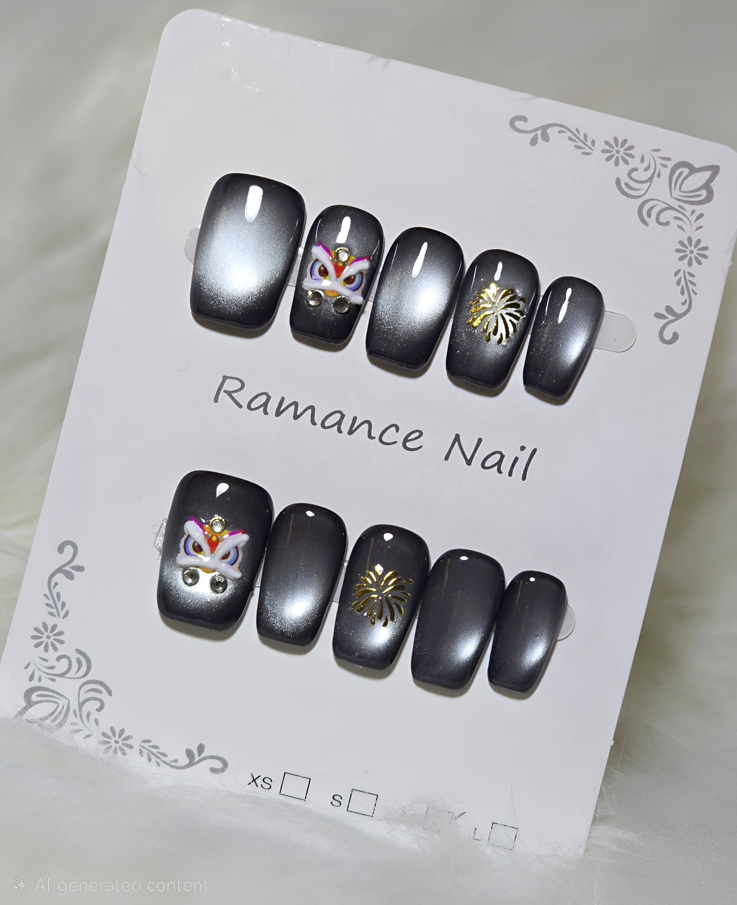 Lion Dance Celebration Press-On Nail Set