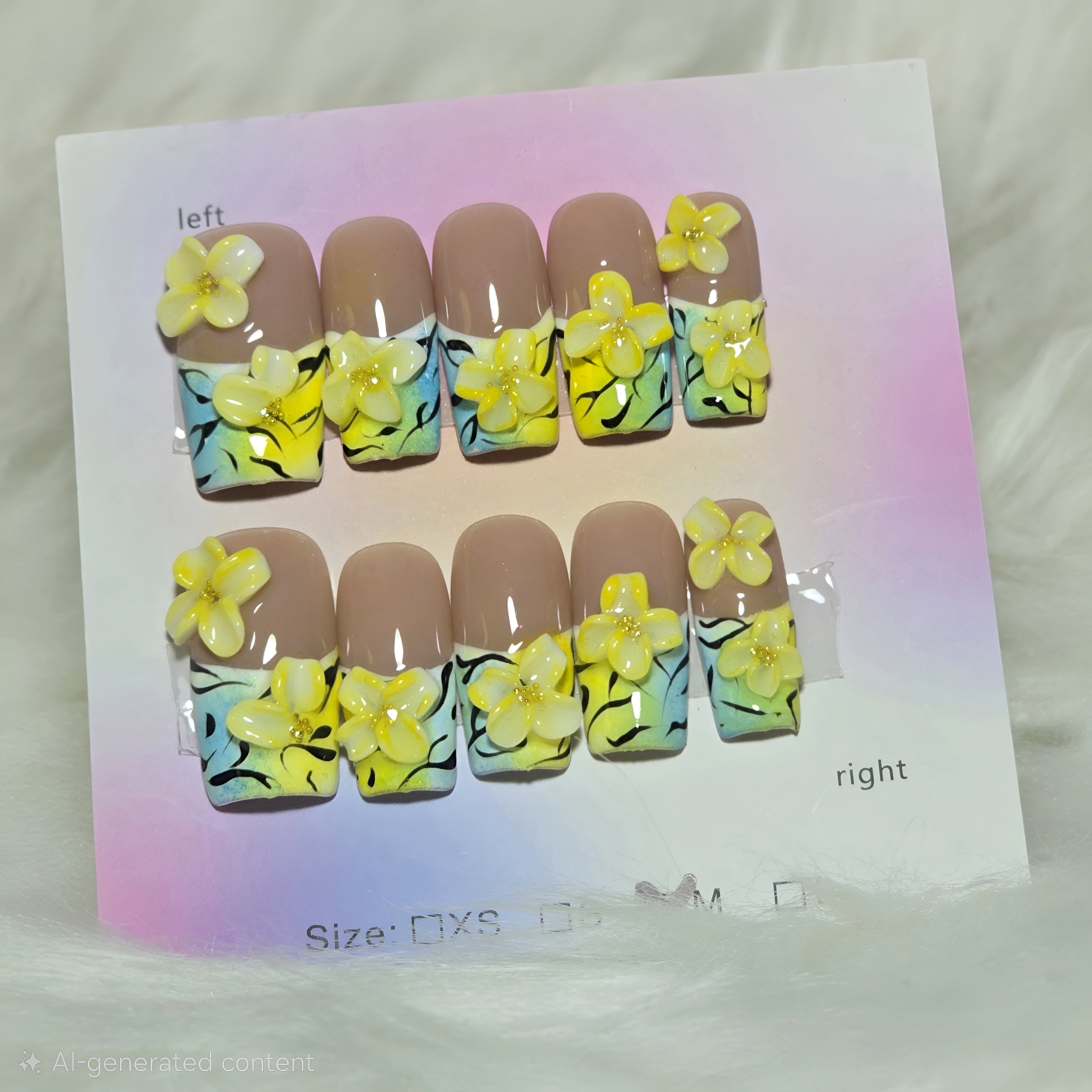 Yellow Floral Garden Press-On Nail Set