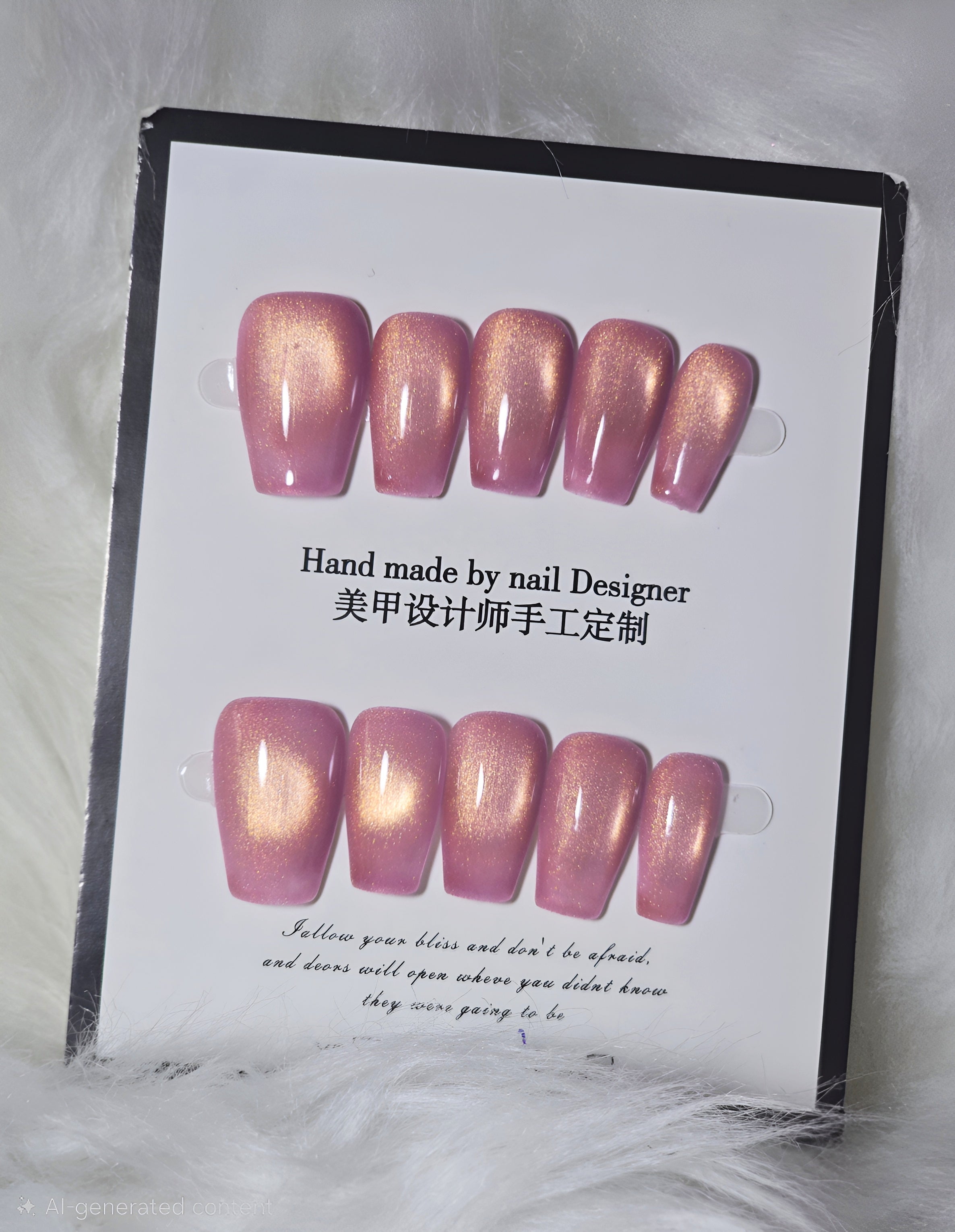 Mauve Gold Shimmer Aurora Nail Set - Aurora Blush