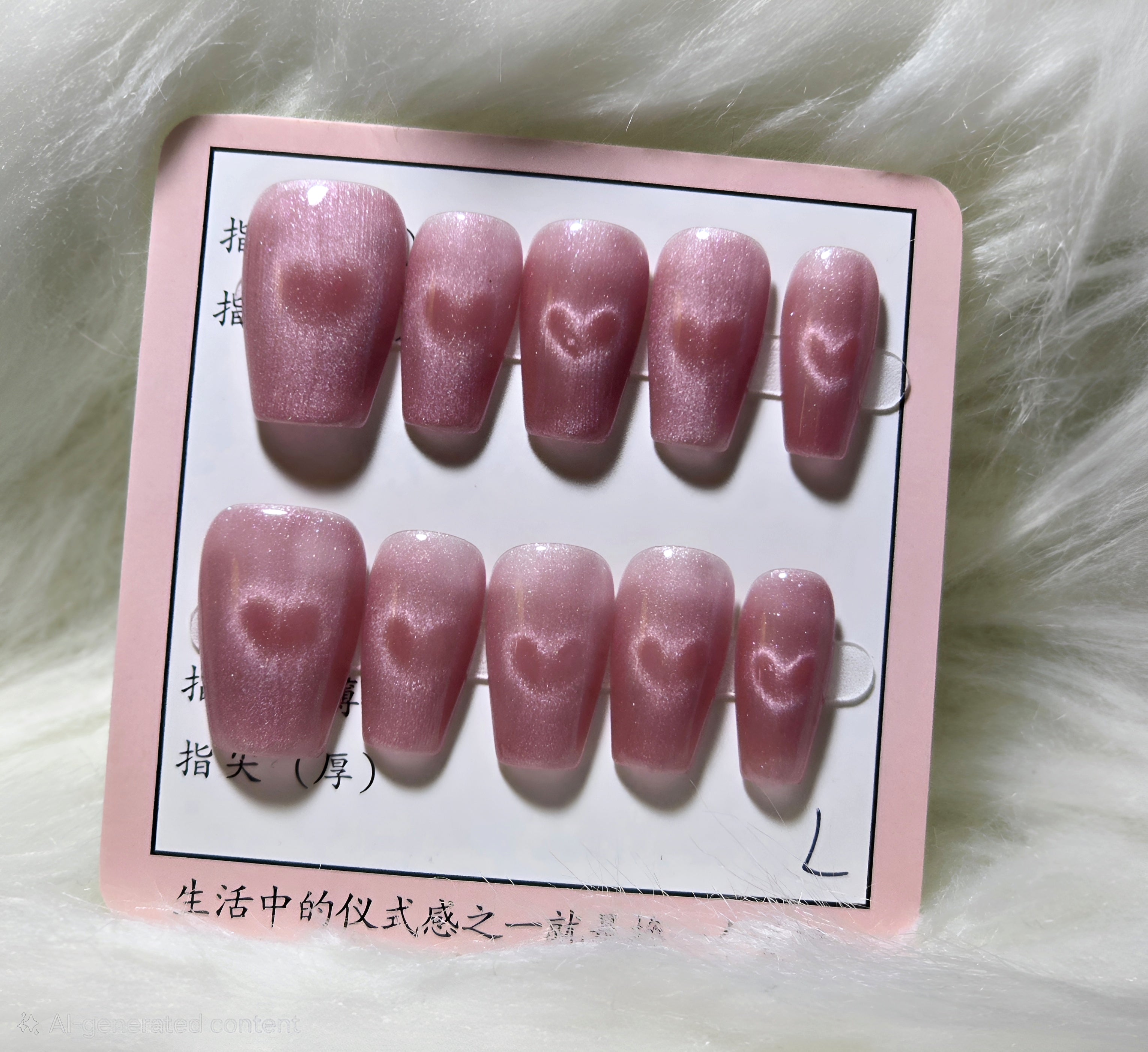 Pink Shimmer Heart Press-On Nail Set
