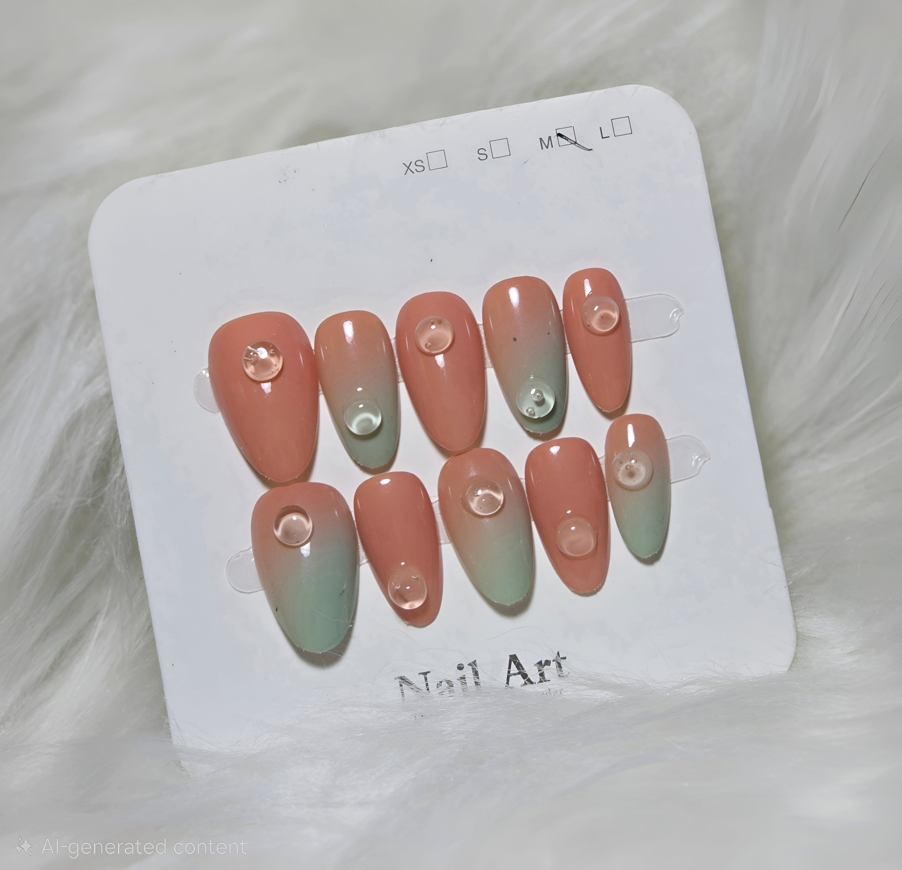 Coral Sage Ombre Press-On Nail Set