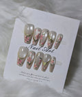 Jelly Pink Flower Gold Nail Set - Garden Glow