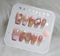 Rose Gold Glitter Cherry Crystal Nails - Small