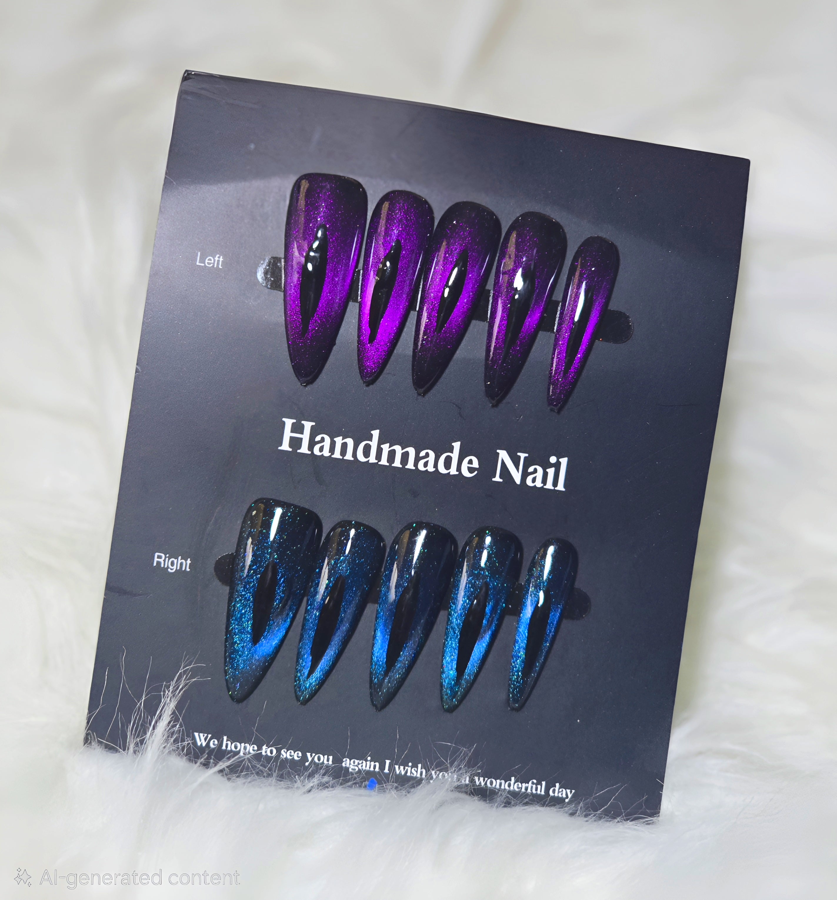 Purple Blue Magnetic Cat Eye Nail Set - Dual Mystique