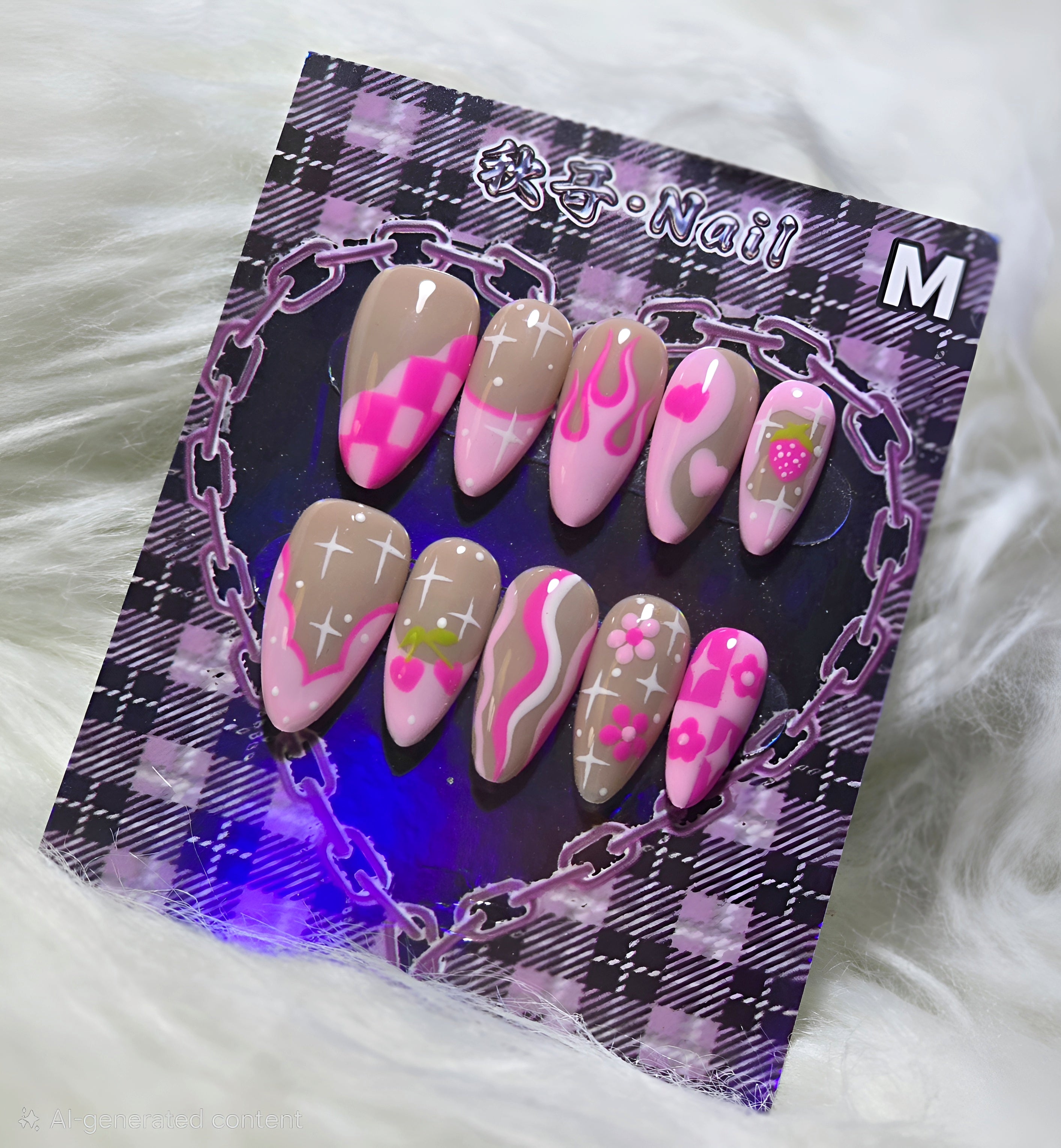 Pink Flame Nails
