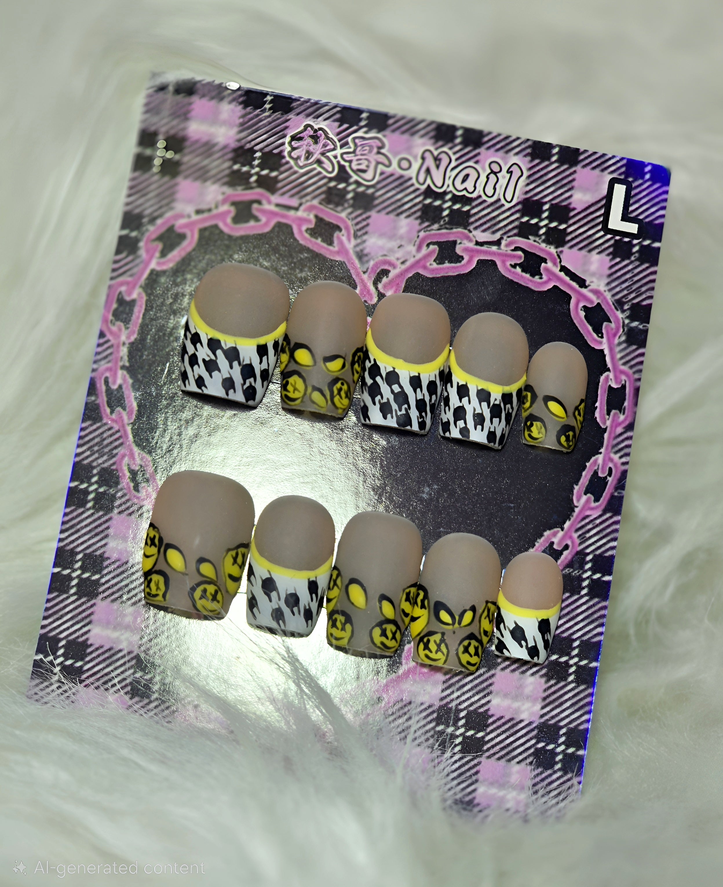 Smiley Grunge Press-On Nail Set