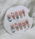 Blue Bow Charm Nails