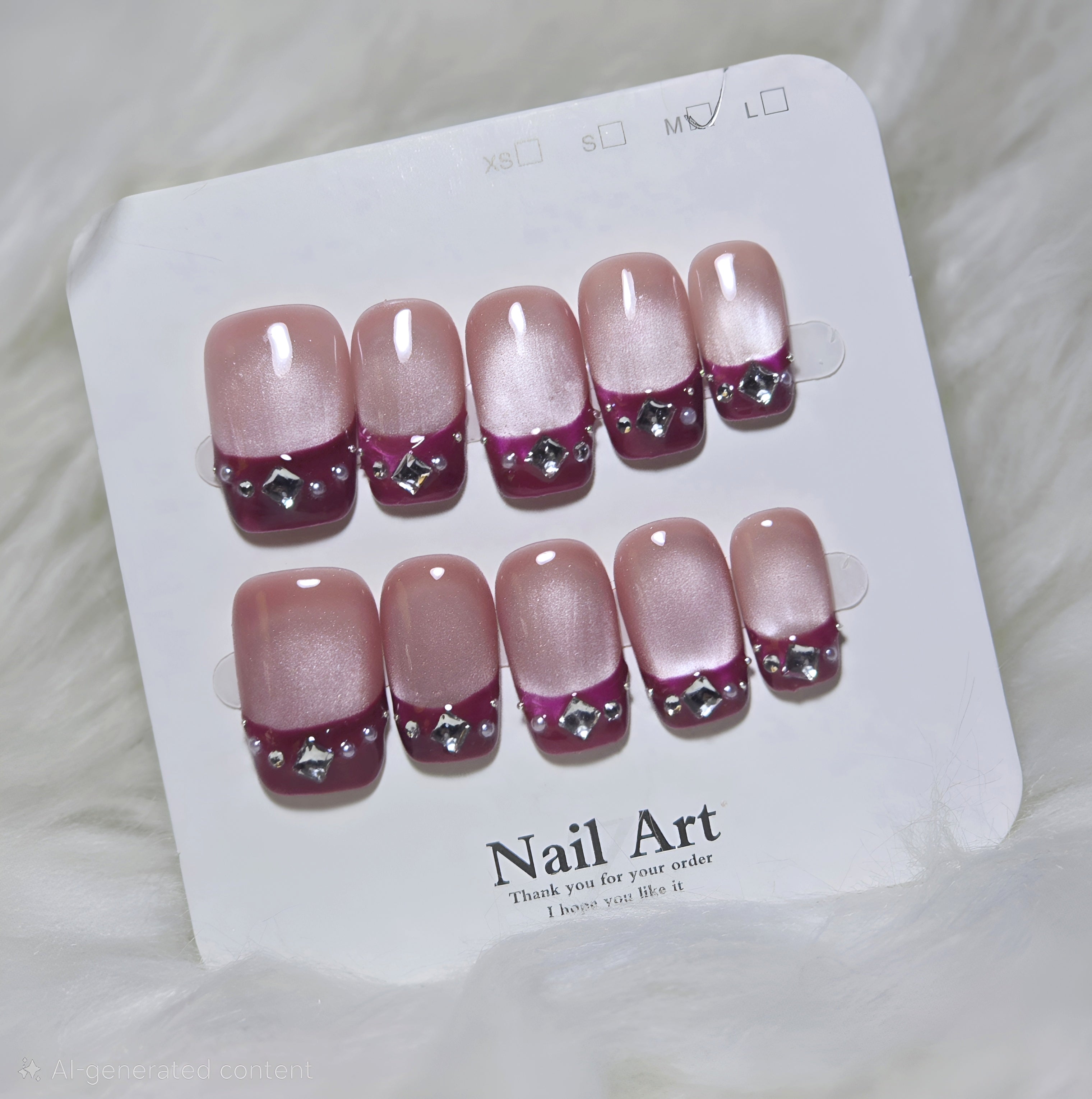 Pink Burgundy French Press-On Nail Set