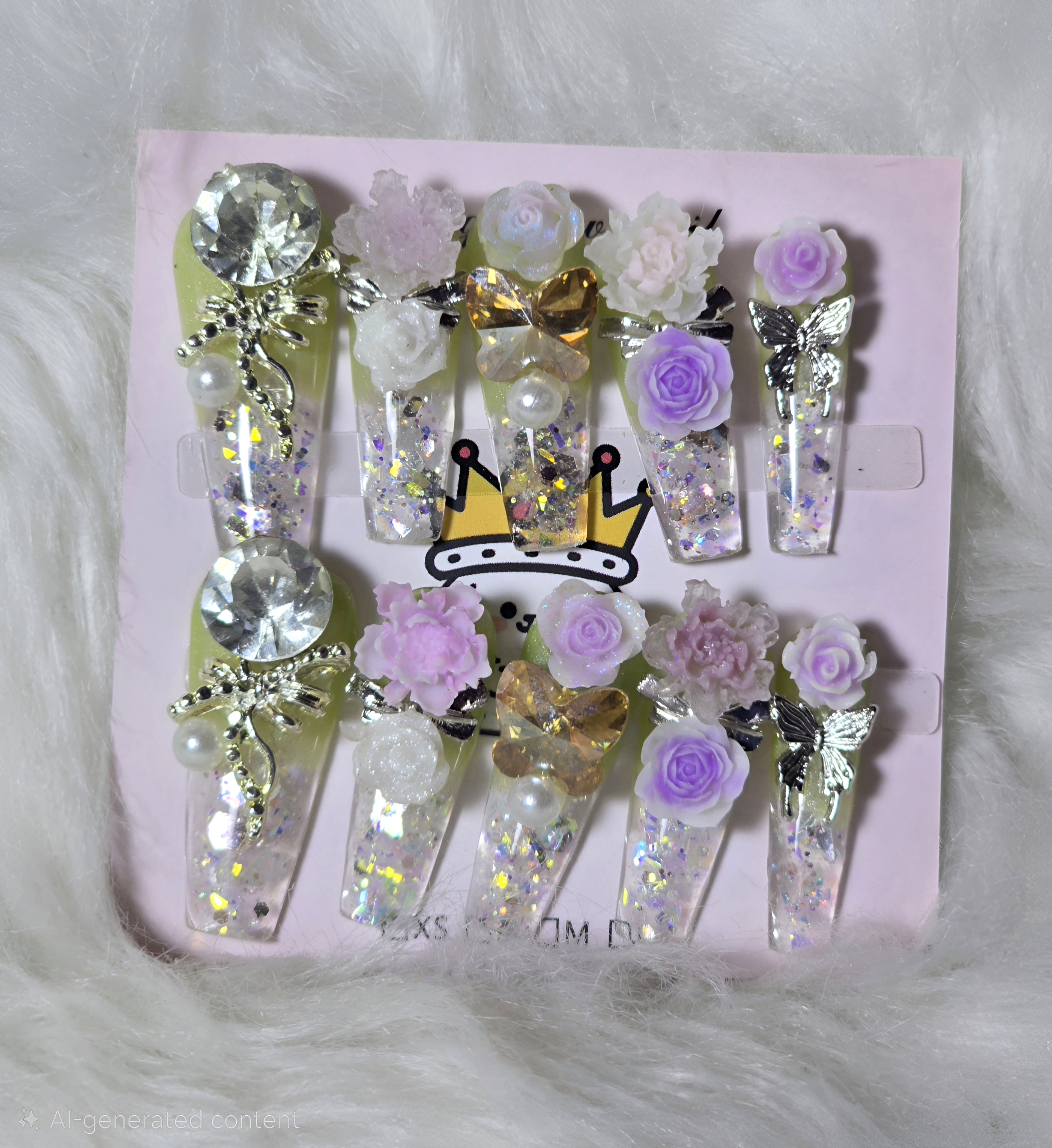 Clear Jelly 3D Flower Butterfly Crystal Nail Set - Garden Dream