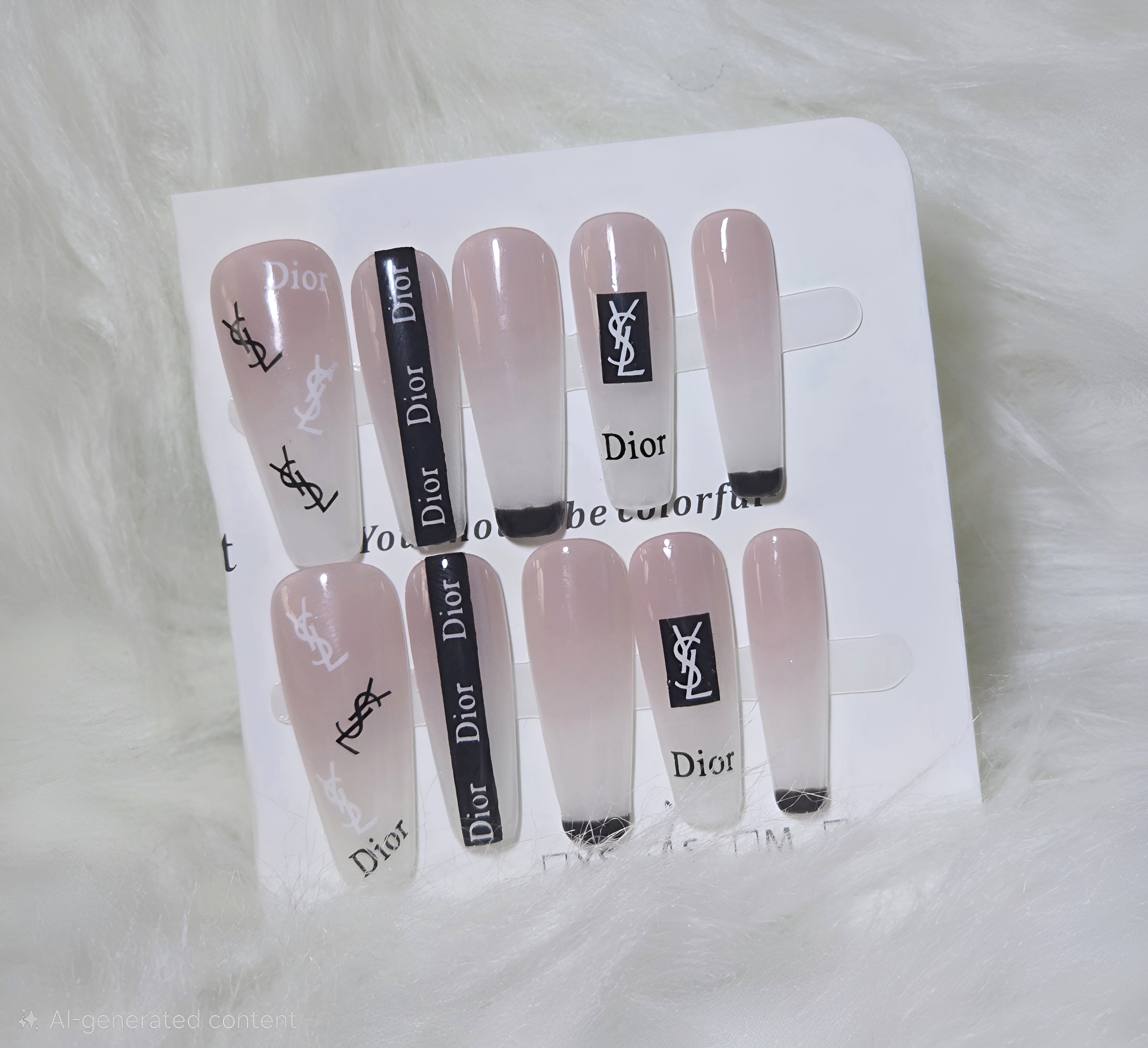 Nude Designer Logo Nail Set - Luxury Chic