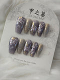 Jia's Purple Floral Art Nail Set - Twilight Garden
